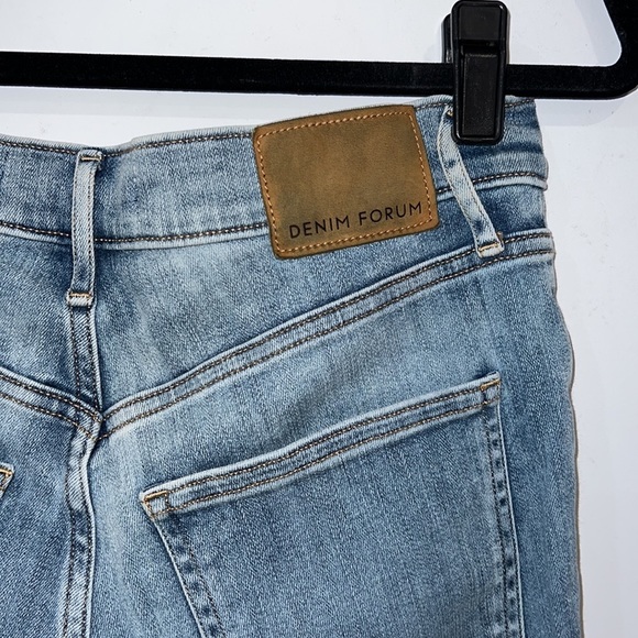 Denim Forum Blue Distressed Lola high rise skinny crop raw hem jeans size 29 - Picture 10 of 14